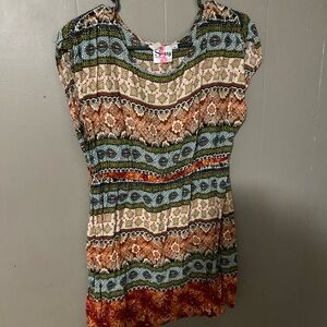 ASOS Maternity Green and Orange Fitted Graphic Blouse